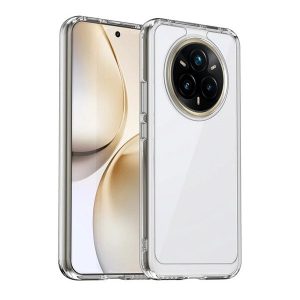 Realme 14 Pro Plus, Műanyag hátlap védőtok + szilikon keret, közepesen ütésálló, átlátszó hátlap, átlátszó