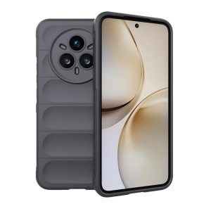 Realme 14 Pro Plus, Szilikon tok, közepesen ütésálló, 3D minta, sötétszürke
