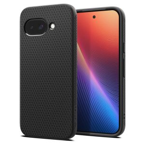 Google Pixel 9a, Szilikon tok, Spigen Liquid Air, háromszög minta, fekete