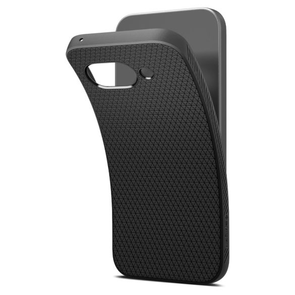 Google Pixel 9a, Szilikon tok, Spigen Liquid Air, háromszög minta, fekete