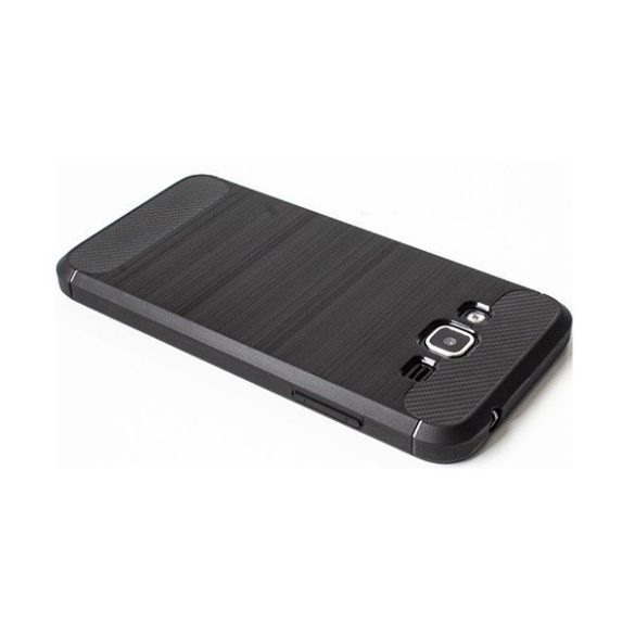 Motorola Edge 60 Fusion, Szilikon tok, közepesen ütésálló, szálcsiszolt, karbon minta, fekete