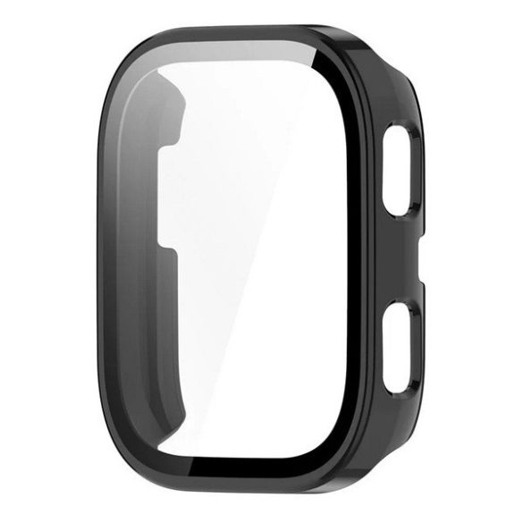 Amazfit Bip 6, Műanyag védőkeret, kijelzővédő üveggel, közepesen ütésálló, szíj nélkül, fekete
