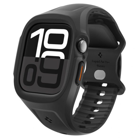 Apple Watch 10 (46 mm), Szilikon védőkeret és szíj, Spigen Liquid Air Pro, fekete