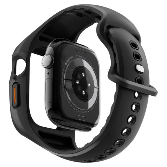 Apple Watch 10 (46 mm), Szilikon védőkeret és szíj, Spigen Liquid Air Pro, fekete