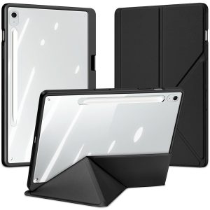 Samsung Galaxy Tab S10 FE Plus (13.1) SM-X620 / X626B, mappa tok, érintőceruza tartó, levehető előlap, Origami Smart Case, Dux Ducis Magi, átlátszó/fekete