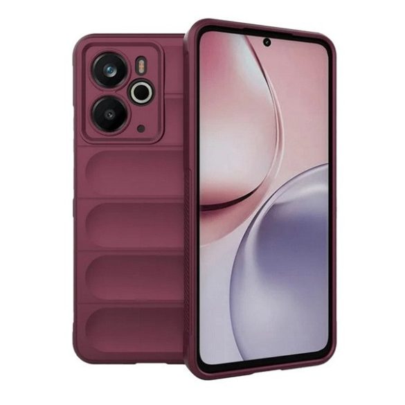 Realme 14, Szilikon tok, közepesen ütésálló, 3D minta, bordó