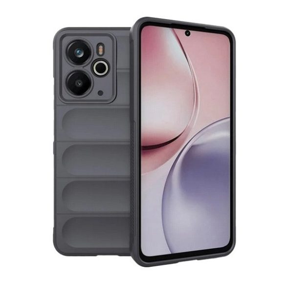 Realme 14, Szilikon tok, közepesen ütésálló, 3D minta, sötétszürke