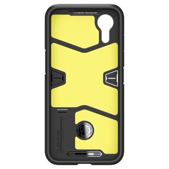 Samsung Galaxy Xcover 7 Pro SM-G766B, Szilikon tok + műanyag hátlap, kitámasztóval, Spigen Tough Armor, fekete