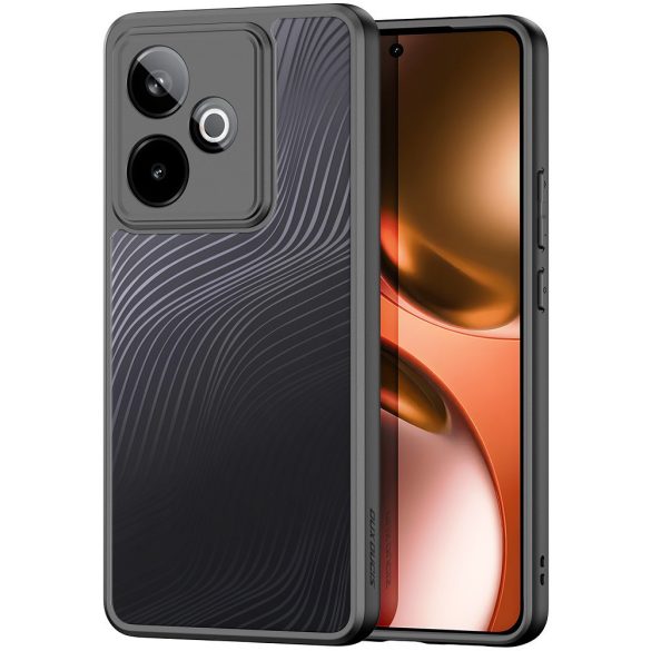 Realme GT7 / GT 7T, Műanyag hátlap védőtok + szilikon keret, hullám minta, Dux Ducis Aimo, áttetsző/fekete