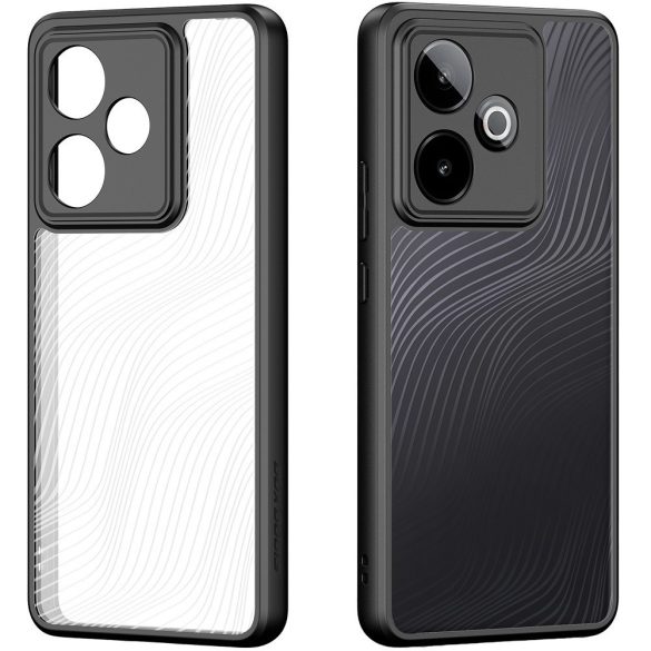 Realme GT7 / GT 7T, Műanyag hátlap védőtok + szilikon keret, hullám minta, Dux Ducis Aimo, áttetsző/fekete