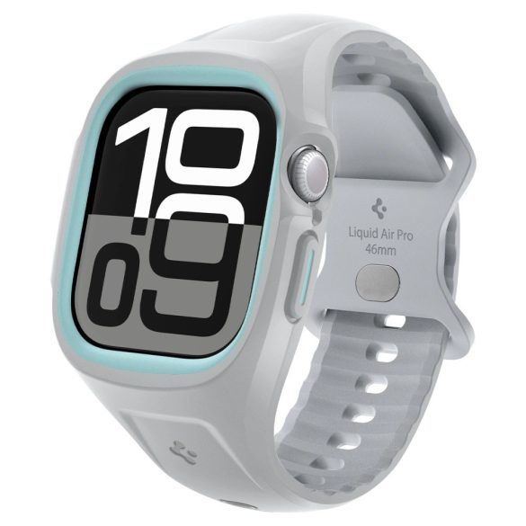 Apple Watch 10 (46 mm), Szilikon védőkeret és szíj, Spigen Liquid Air Pro, szürke