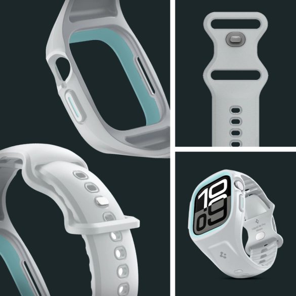 Apple Watch 10 (46 mm), Szilikon védőkeret és szíj, Spigen Liquid Air Pro, szürke