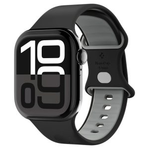 Apple Watch 4-6, SE, SE (2022) (38 / 40 mm) / Watch 7-9 (41 mm) / Watch 10 (42 mm), szilikon pótszíj, állítható, Spigen Nano Pop, fekete/szürke