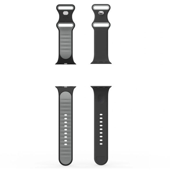 Apple Watch 4-6, SE, SE (2022) (38 / 40 mm) / Watch 7-9 (41 mm) / Watch 10 (42 mm), szilikon pótszíj, állítható, Spigen Nano Pop, fekete/szürke