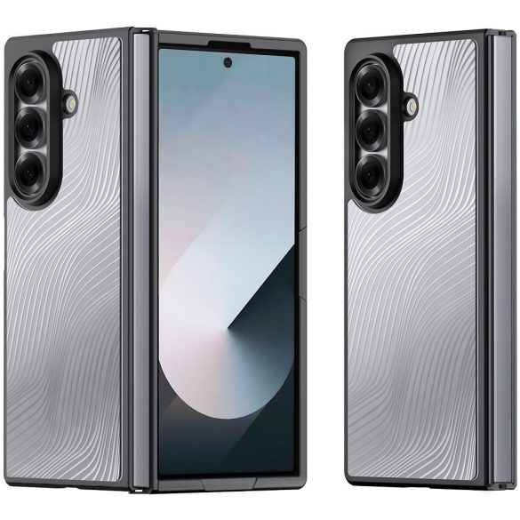 Samsung Galaxy Z Fold7 SM-F966B, Műanyag hátlap védőtok + szilikon keret, hullám minta, Dux Ducis Aimo, áttetsző/fekete