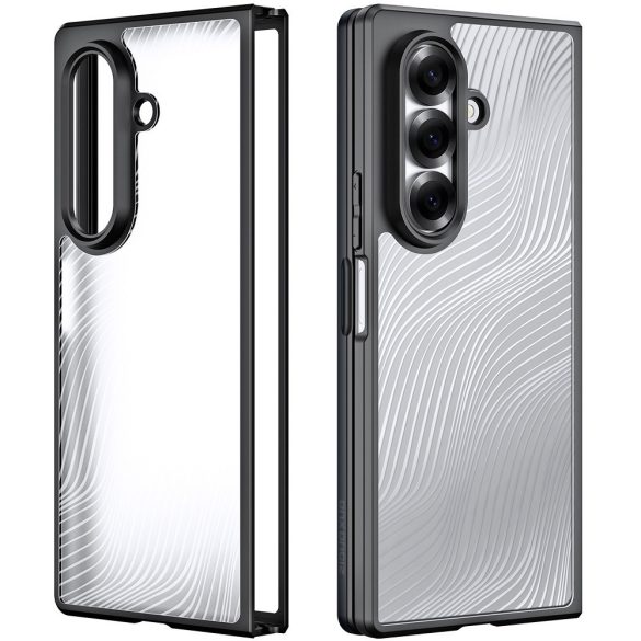 Samsung Galaxy Z Fold7 SM-F966B, Műanyag hátlap védőtok + szilikon keret, hullám minta, Dux Ducis Aimo, áttetsző/fekete