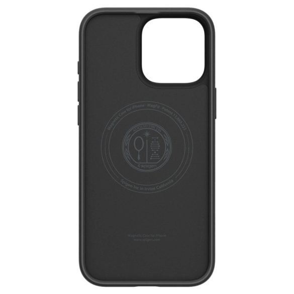 Apple iPhone 16 Pro, Szilikon tok, Magsafe töltővel kompatibilis, háromszög minta, érintő funkciós gombfedéllel, Spigen Liquid Air "T" Mag, fekete