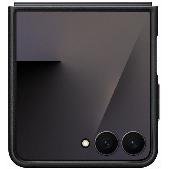 Samsung Galaxy Z Flip7 SM-F766B, Műanyag hátlap védőtok, ökobőr hátlap, KindSuit, fekete, gyári