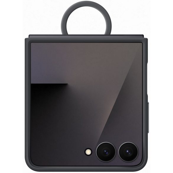 Samsung Galaxy Z Flip7 SM-F766B, Szilikon tok, telefongyűrű, fekete, gyári