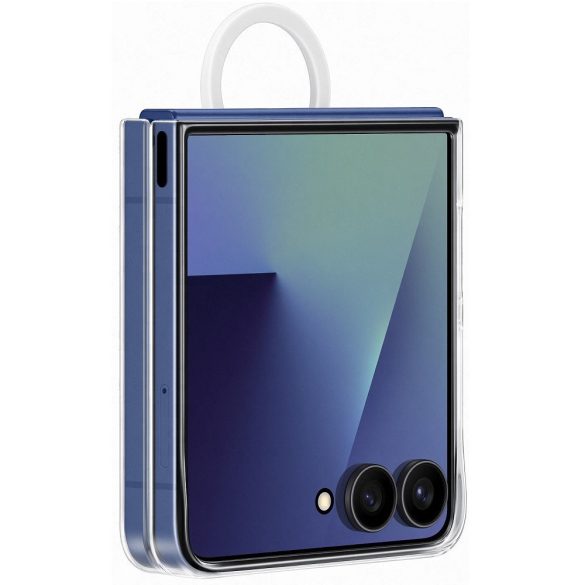 Samsung Galaxy Z Flip7 SM-F766B, Szilikon tok, telefongyűrű, Ring Clear Case, átlátszó, gyári