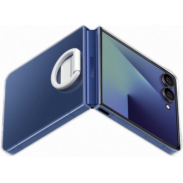 Samsung Galaxy Z Flip7 SM-F766B, Szilikon tok, telefongyűrű, Ring Clear Case, átlátszó, gyári