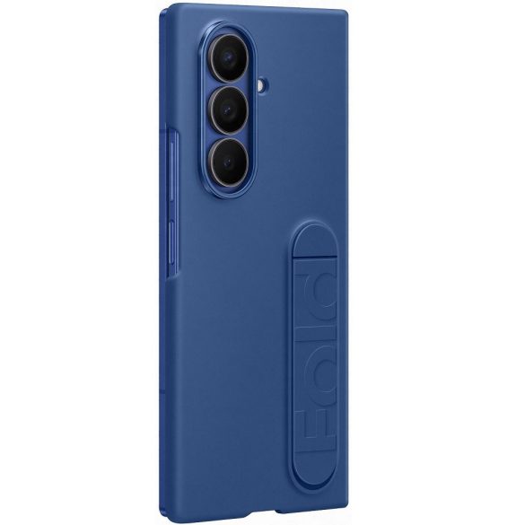 Samsung Galaxy Z Fold7 SM-F966B, Szilikon tok, + 2 db kijelzővédő fólia, matt, kitámasztóval, kék, gyári