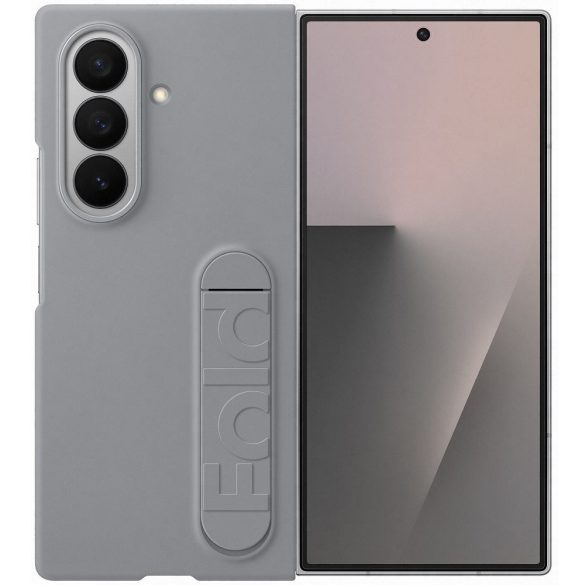 Samsung Galaxy Z Fold7 SM-F966B, Szilikon tok, + 2 db kijelzővédő fólia, matt, kitámasztóval, szürke, gyári