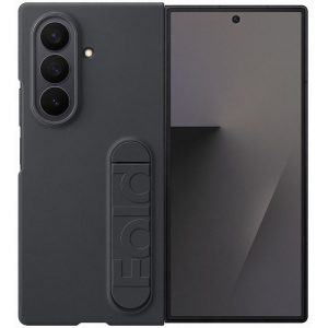Samsung Galaxy Z Fold7 SM-F966B, Szilikon tok, + 2 db kijelzővédő fólia, matt, kitámasztóval, fekete, gyári
