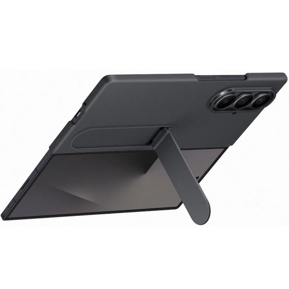 Samsung Galaxy Z Fold7 SM-F966B, Szilikon tok, + 2 db kijelzővédő fólia, matt, kitámasztóval, fekete, gyári