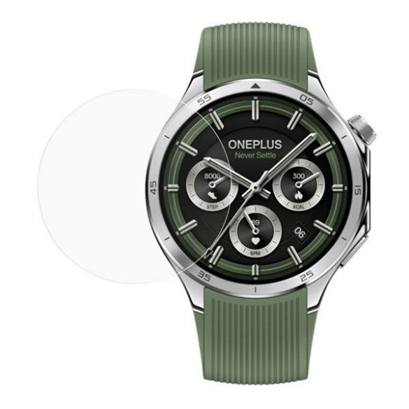 OnePlus Watch 3 (43 mm), Kijelzővédő fólia, ütésálló fólia (az íves részre nem hajlik rá!), Tempered Glass (edzett üveg), Clear