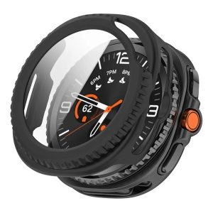 Samsung Galaxy Watch 8 Classic (46 mm) SM-L500 / L505, Műanyag védőkeret, kijelzővédő üveggel, közepesen ütésálló, szíj nélkül, fekete