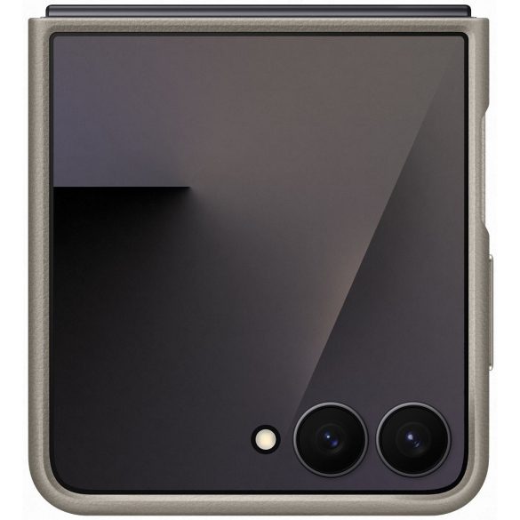 Samsung Galaxy Z Flip7 SM-F766B, Műanyag hátlap védőtok, ökobőr hátlap, KindSuit, szürke, gyári