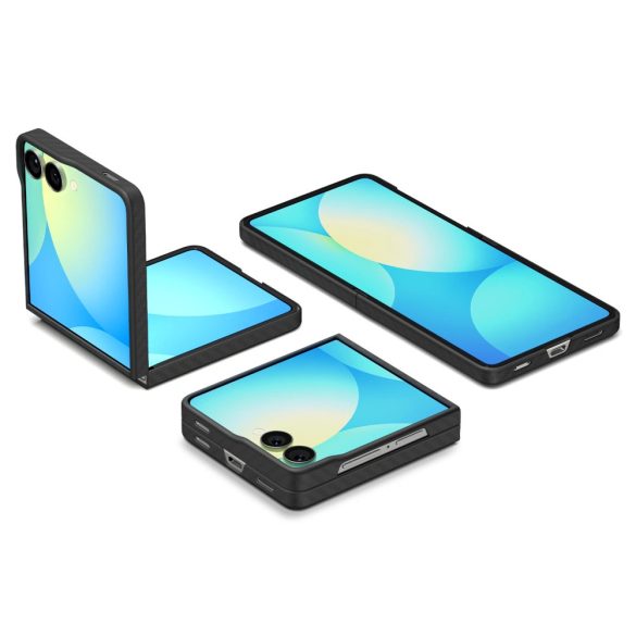 Samsung Galaxy Z Flip7 SM-F766B, Műanyag hátlap védőtok, közepesen ütésálló, ultravékony, Aramid bevonat, karbon minta, Spigen Airskin, fekete