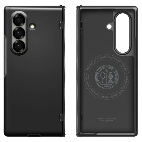 Samsung Galaxy Z Fold7 SM-F966B, Szilikon tok, műanyag hátlappal, zsanérvédő, Magsafe töltővel kompatibilis, Spigen Slim Armor Pro Mag, fekete