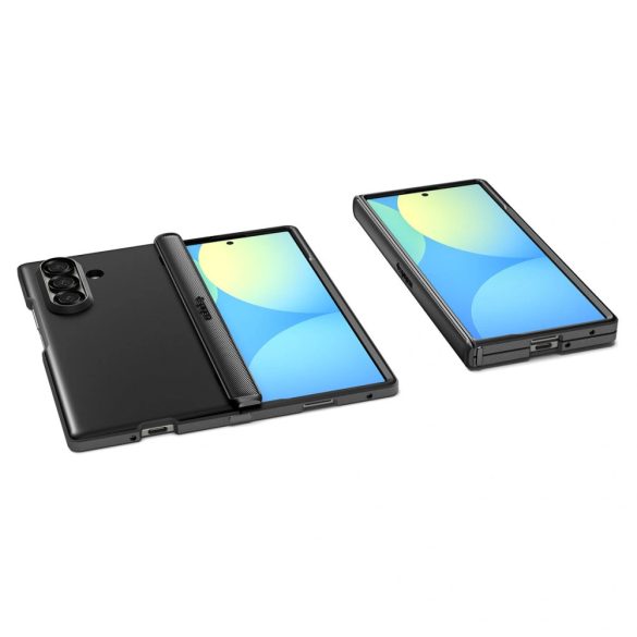 Samsung Galaxy Z Fold7 SM-F966B, Szilikon tok, műanyag hátlappal, zsanérvédő, Magsafe töltővel kompatibilis, Spigen Slim Armor Pro Mag, fekete