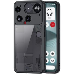 Nothing Phone 3, Műanyag hátlap védőtok + szilikon keret, Dux Ducis Aimo, átlátszó/fekete