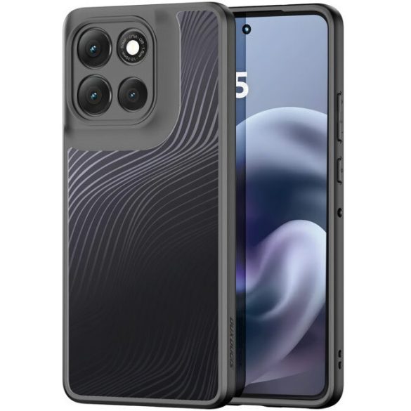 Motorola Moto G86 / G86 Power, Műanyag hátlap védőtok + szilikon keret, hullám minta, Dux Ducis Aimo, áttetsző/fekete