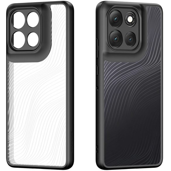 Motorola Moto G86 / G86 Power, Műanyag hátlap védőtok + szilikon keret, hullám minta, Dux Ducis Aimo, áttetsző/fekete