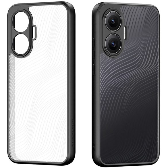 Xiaomi Redmi Turbo 4 Pro / Poco F7, Műanyag hátlap védőtok + szilikon keret, hullám minta, Dux Ducis Aimo, áttetsző/fekete