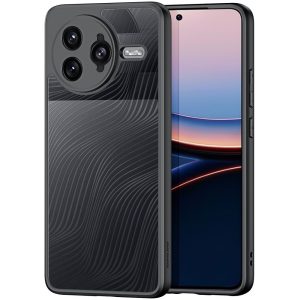 Xiaomi Redmi K80 Pro / Poco F7 Ultra, Műanyag hátlap védőtok + szilikon keret, hullám minta, Dux Ducis Aimo, áttetsző/fekete