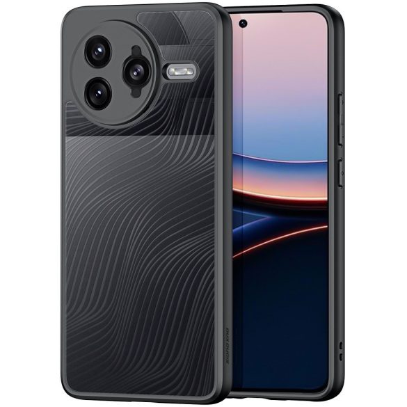 Xiaomi Redmi K80 Pro / Poco F7 Ultra, Műanyag hátlap védőtok + szilikon keret, hullám minta, Dux Ducis Aimo, áttetsző/fekete