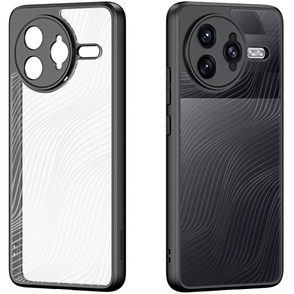 Xiaomi Redmi K80 Pro / Poco F7 Ultra, Műanyag hátlap védőtok + szilikon keret, hullám minta, Dux Ducis Aimo, áttetsző/fekete