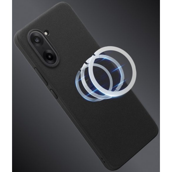 OnePlus Nord CE 5 / Ace 5 Racing, Műanyag hátlap védőtok + szilikon keret, ultravékony, Magsafe töltővel kompatibilis, OnePlus Sandstone Magnetic, fekete, gyári