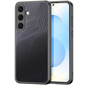 Samsung Galaxy S25 FE SM-S731, Műanyag hátlap védőtok + szilikon keret, hullám minta, Dux Ducis Aimo, áttetsző/fekete