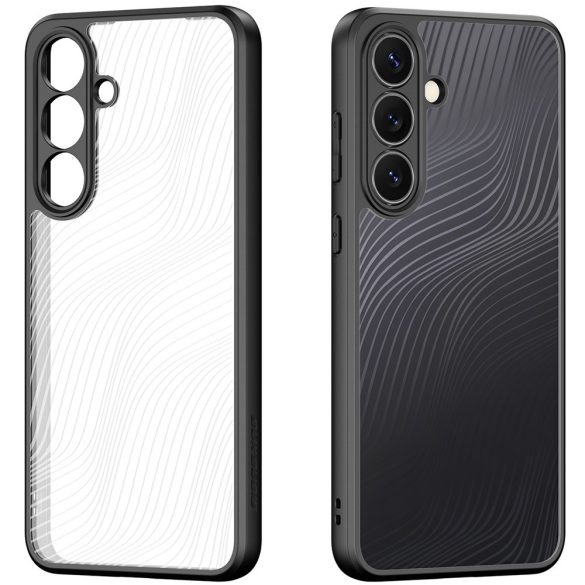 Samsung Galaxy S25 FE SM-S731, Műanyag hátlap védőtok + szilikon keret, hullám minta, Dux Ducis Aimo, áttetsző/fekete