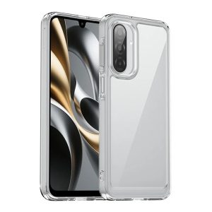 Samsung Galaxy A17 4G / A17 5G SM-A175F / A176B, Műanyag hátlap védőtok + szilikon keret, közepesen ütésálló, átlátszó hátlap, átlátszó