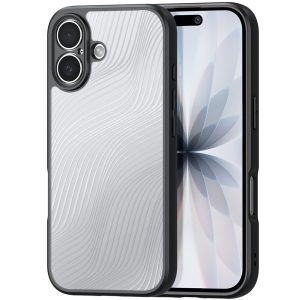 Apple iPhone 17, Műanyag hátlap védőtok + szilikon keret, hullám minta, Dux Ducis Aimo, áttetsző/fekete