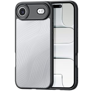 Apple iPhone Air (2025), Műanyag hátlap védőtok + szilikon keret, hullám minta, Dux Ducis Aimo, áttetsző/fekete