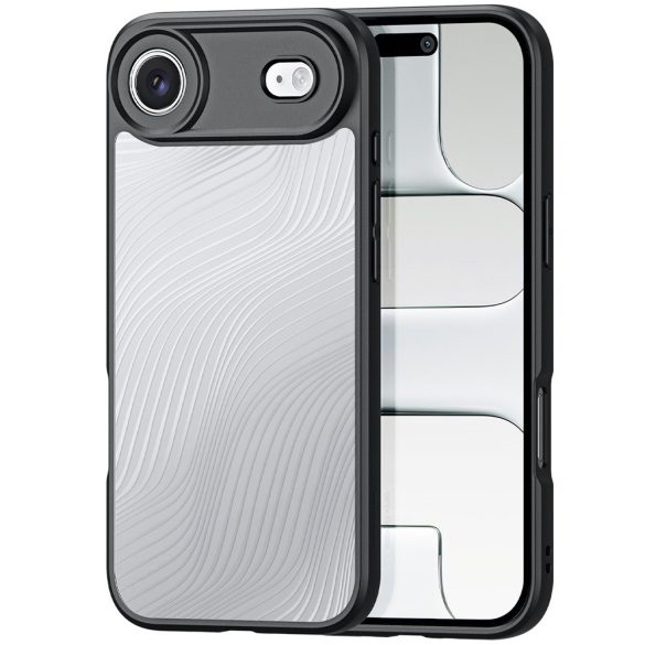 Apple iPhone Air (2025), Műanyag hátlap védőtok + szilikon keret, hullám minta, Dux Ducis Aimo, áttetsző/fekete
