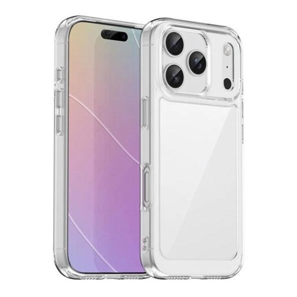 Apple iPhone 17 Pro, Műanyag hátlap védőtok + szilikon keret, közepesen ütésálló, átlátszó hátlap, átlátszó